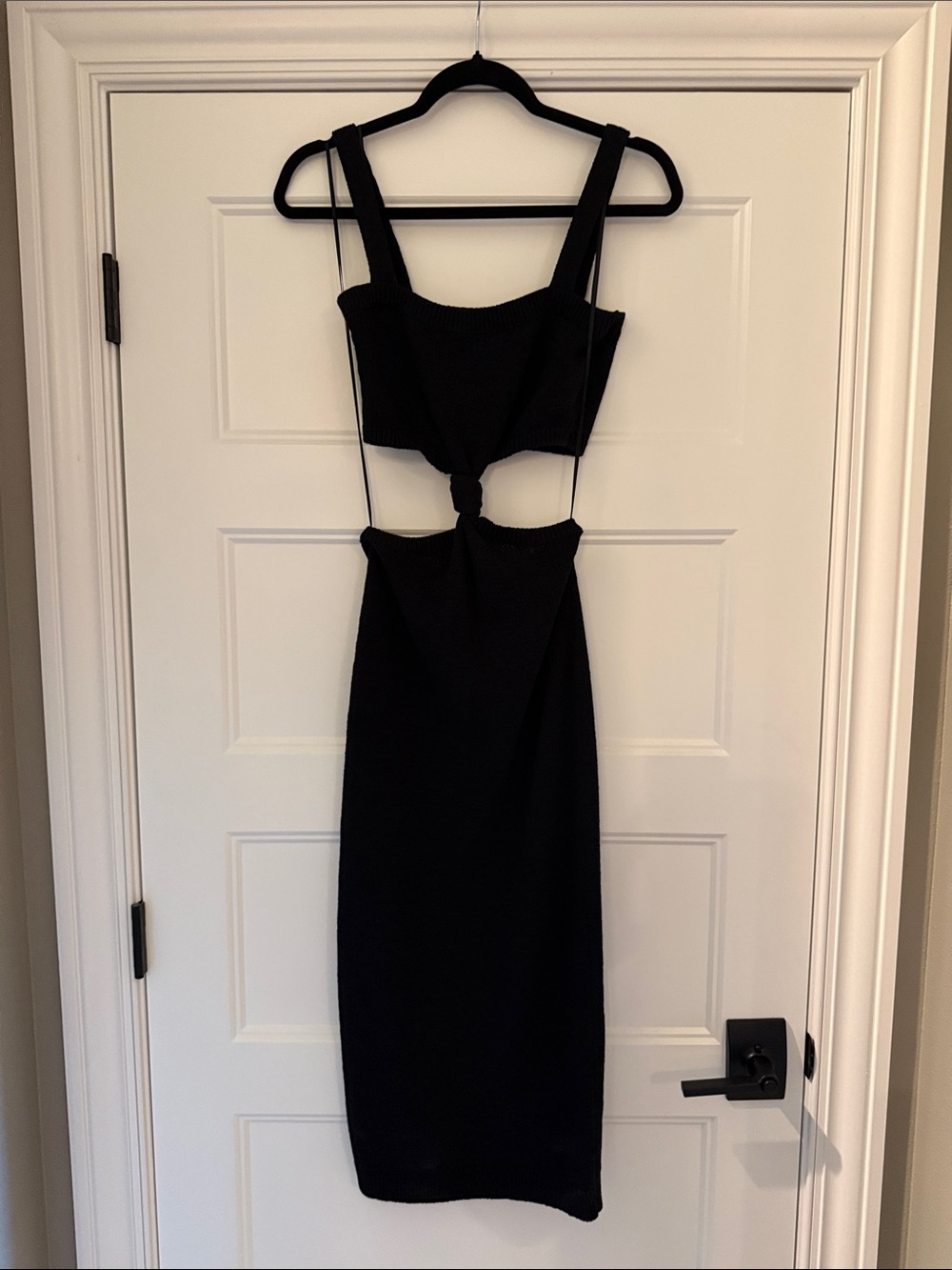 Express Black Cutout Knot-Front Midi Dress